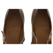 Hermes Black & Gray Leather Mary Janes Pointed toe Heel Pumps sz 40 US 10