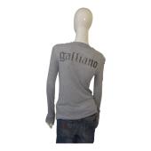 Galliano Gray Long Sleeve Viscose T- Shirt top w. Buttons size L