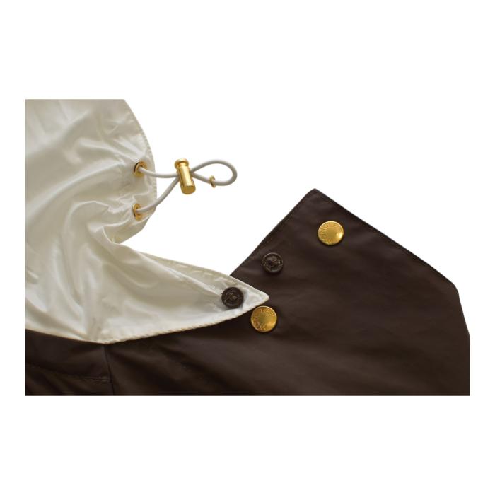 MONCLER Esterel Brown & White Giubbotto light raincoat jacket with hood size 3