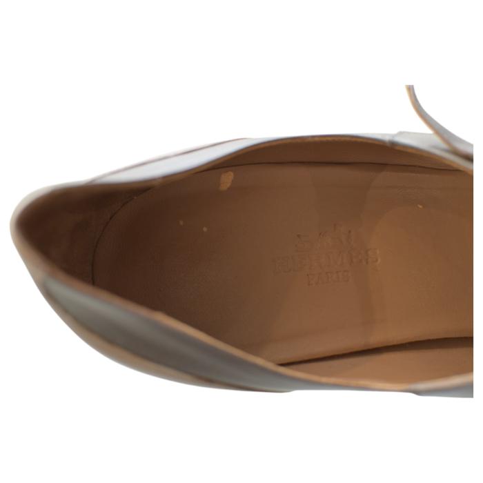 Hermes Black & Gray Leather Mary Janes Pointed toe Heel Pumps sz 40 US 10