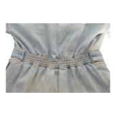 Pinko Blue Denim Short Sleeves Zipper Cropped Jumpsuit Playsuit size 38