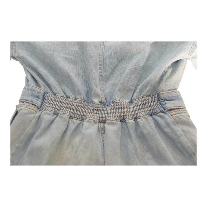 Pinko Blue Denim Short Sleeves Zipper Cropped Jumpsuit Playsuit size 38