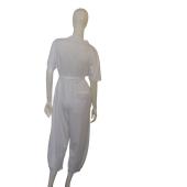 Four Minds White Short Sleeves Belted Cropped Jumpsuit Playsuit size S /M