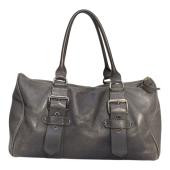 Longchamp Kate Moss Gray Pebbled Leather Zipper Top Satchel bag Handbag