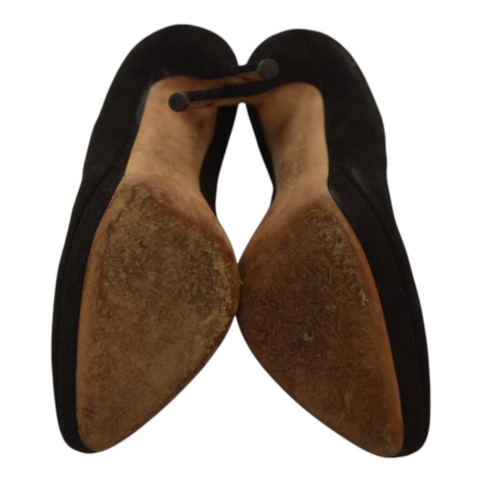 Gucci Black Suede Leather Almond Toe Classic Heel Platform Pumps size 39 US 9