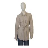 Nanushka creme Okobor™ Alt-Leather Shirt  slightly loose fit tie-front waist S B