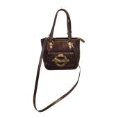 Iceberg Shiny Brown Snakeskin Leather Top Handles Small Handbag Shoulder bag