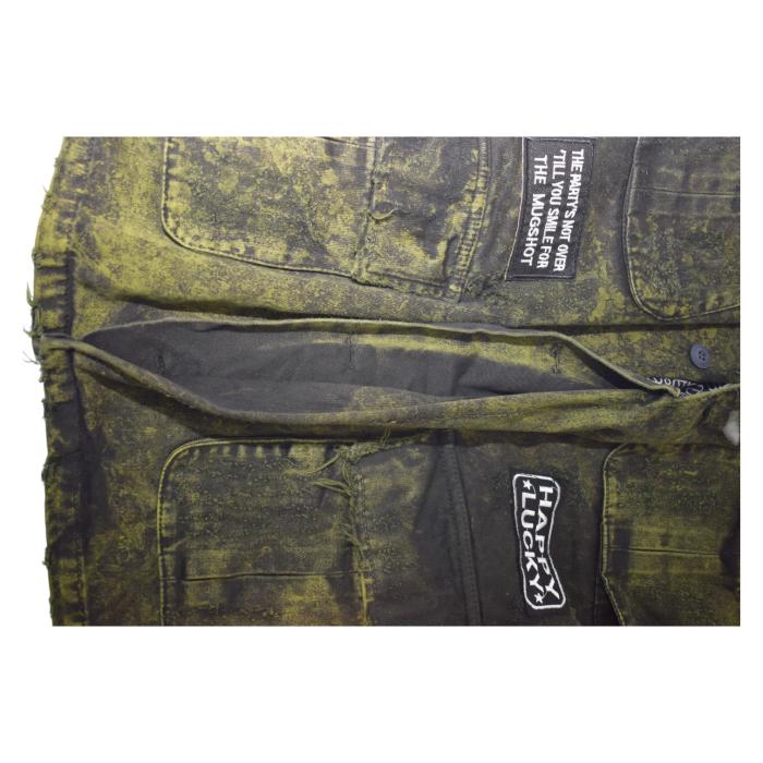 Ayios Athens Distressed Green Army Look Collared Jacket w. Patches