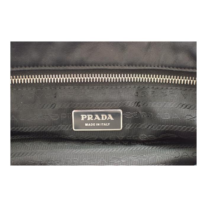 Prada Black Nappa Leather Double Front Flap Buckle Pockets Shoulder Bag