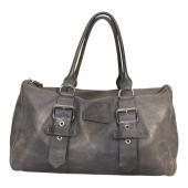 Longchamp Kate Moss Gray Pebbled Leather Zipper Top Satchel bag Handbag