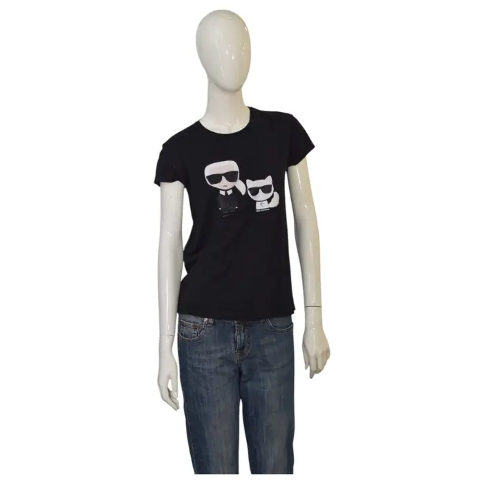 Karl Lagerfeld Choupette Cat Black T-shirt Cotton Top size XS