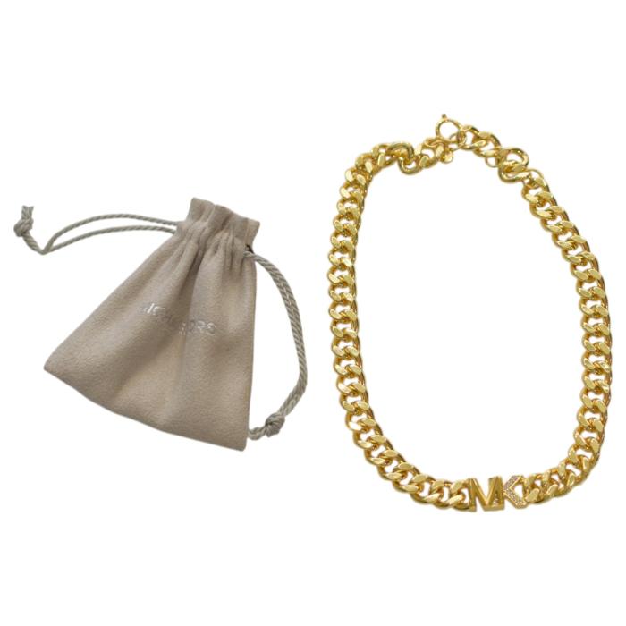 Michael Kors Golden Chunky Chain-Link w. MK Signature Necklace 