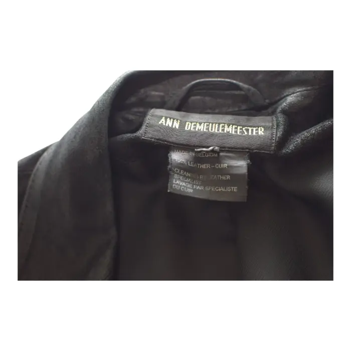 Ann Demeulemeester Black Distressed Leather Button Front Blazer