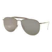 THOM BROWNE TB015 LTD-SLV 62 pilot-frame aviator Silver Metal sunglasses dark grey mirror