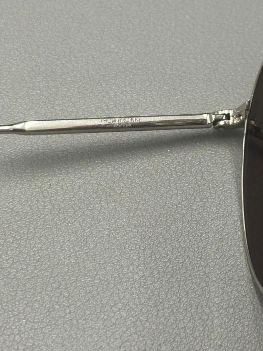 THOM BROWNE TB015 LTD-SLV 62 pilot-frame aviator Silver Metal sunglasses dark grey mirror