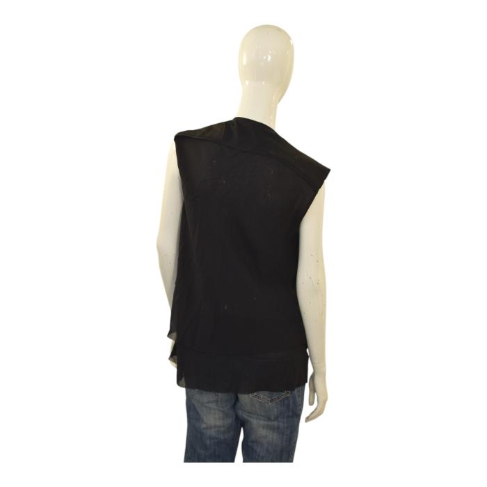 Ilaira Nistri sleeveless asymmetric layered black silk top size 44 IT