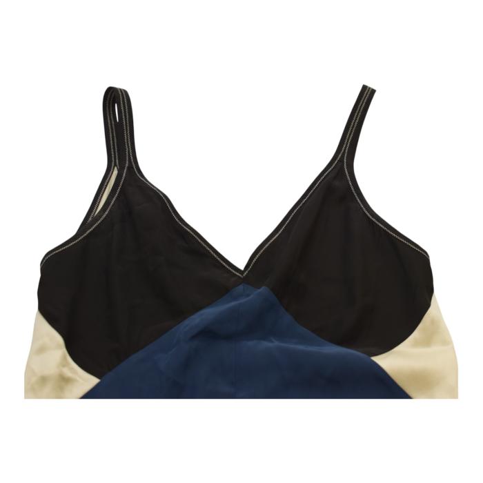 Rag & Bone Colorblock Silk Slip Dress Blue Black & White – Size 6 - open V back