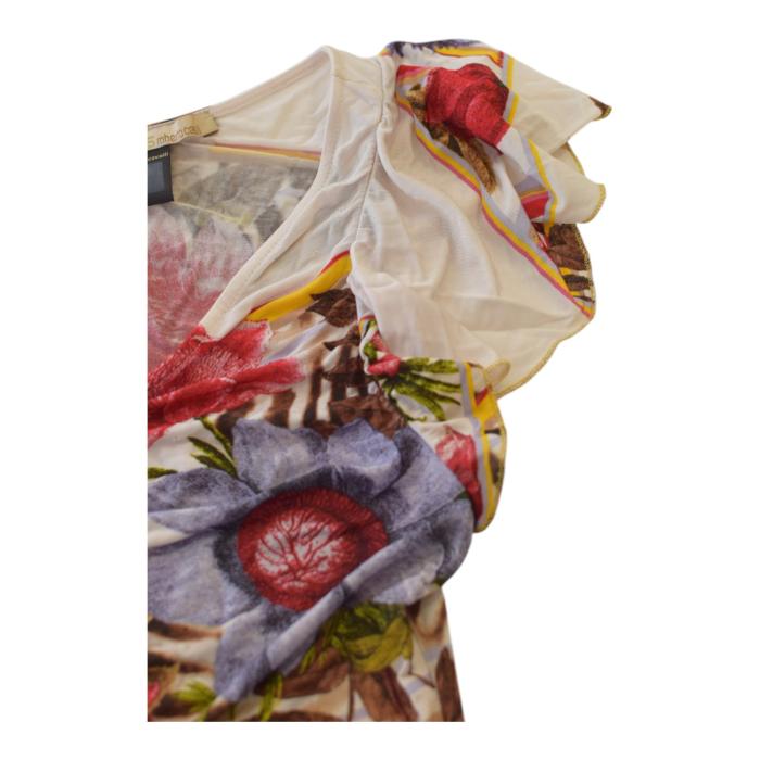 Class Roberto Cavalli Floral Cap Sleeve Print Top – Size IT 44 (US 10 / FR 38)