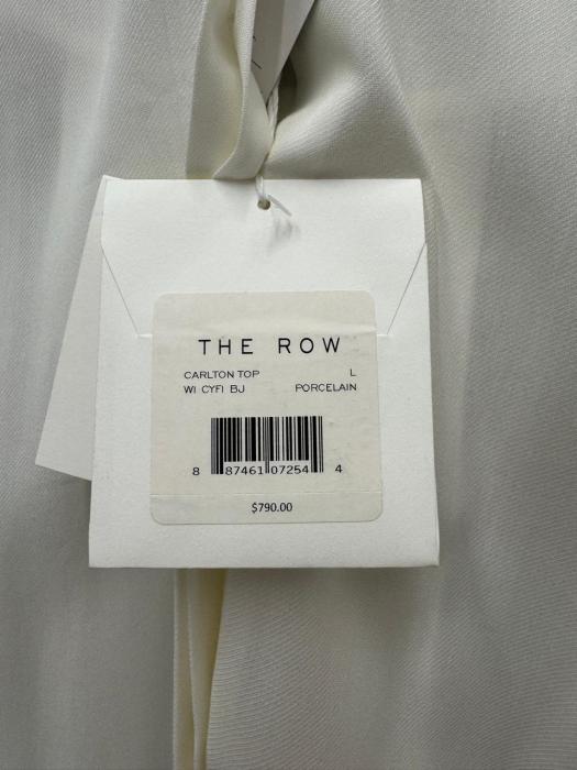 The Row CARLTON Porcelain White Sheer Viscose Oversized Blouse – Size L