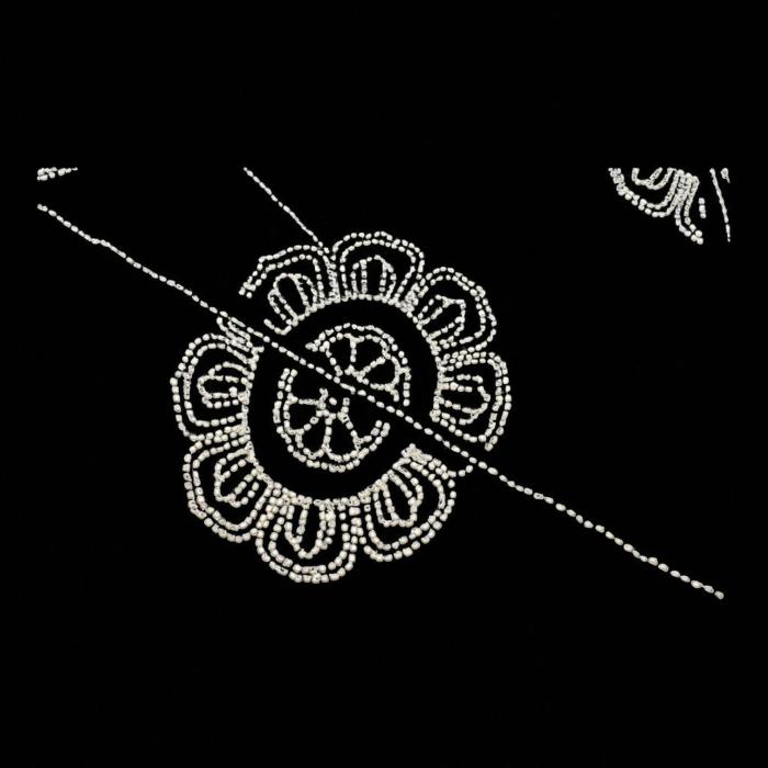 Peachoo + Krejberg Black Embellished Long Scarf – Floral Beadwork Design – New with Tags