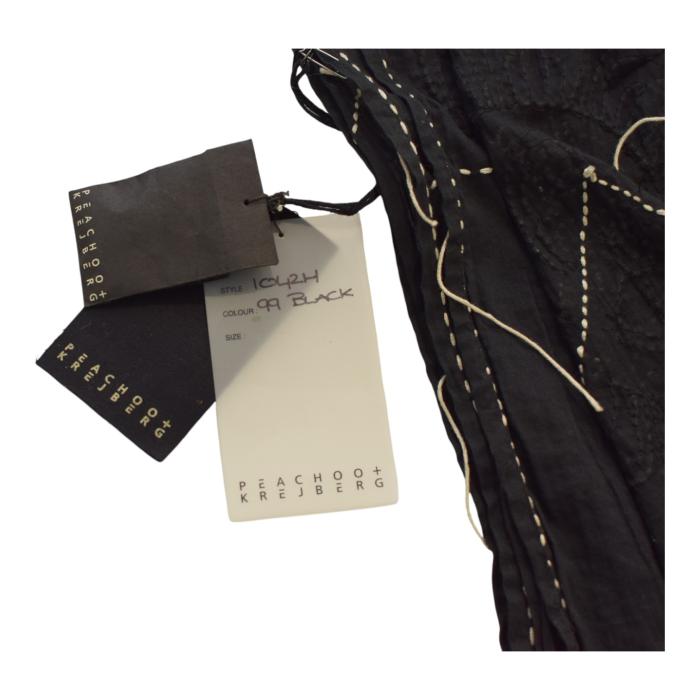 Peachoo + Krejberg Black Embellished Long Scarf – Floral Beadwork Design – New with Tags