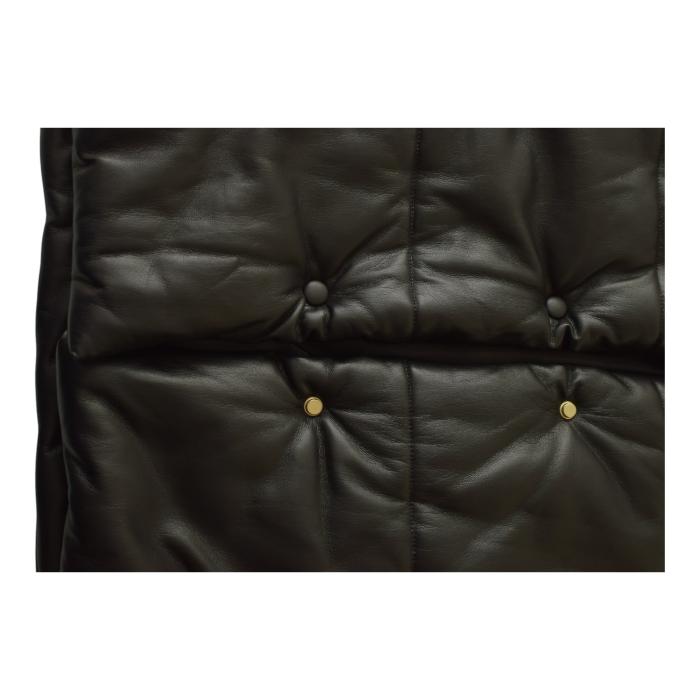Nanushka Hide vegan quilted leather black puffer jacket high standing collar sz M