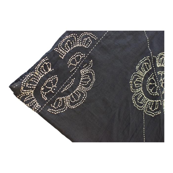 Peachoo + Krejberg Black Embellished Long Scarf – Floral Beadwork Design – New with Tags