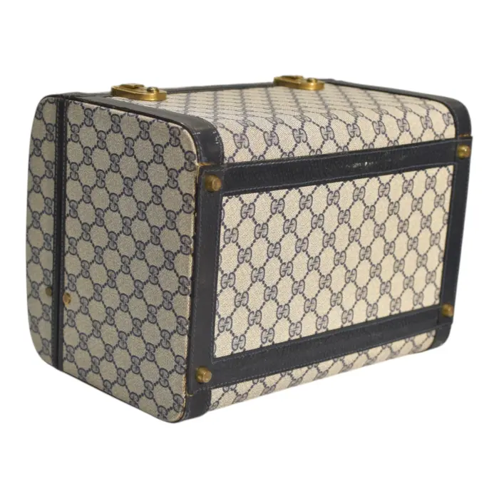GUCCI Vanity case 1970s/80s Navy Blue GG Supreme Canvas Cosmetic