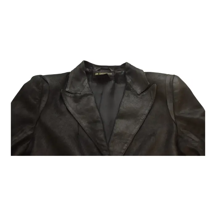 Ann Demeulemeester Black Distressed Leather Button Front Blazer