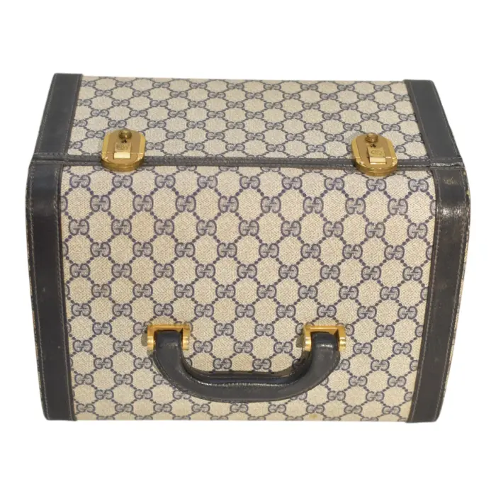 GUCCI Vanity case 1970s/80s Navy Blue GG Supreme Canvas Cosmetic