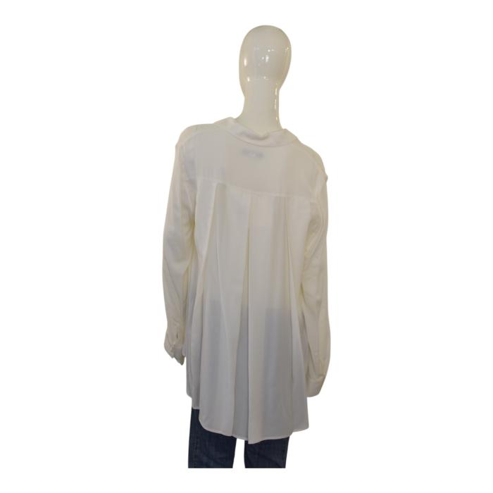 The Row CARLTON Porcelain White Sheer Viscose Oversized Blouse – Size L