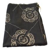 Peachoo + Krejberg Black Embellished Long Scarf – Floral Beadwork Design – New with Tags
