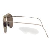 THOM BROWNE TB015 LTD-SLV 62 pilot-frame aviator Silver Metal sunglasses dark grey mirror