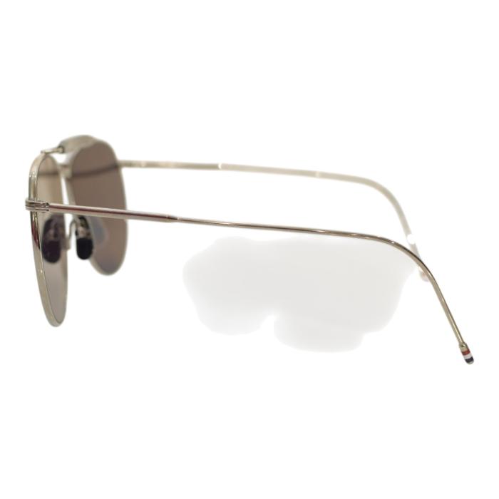 THOM BROWNE TB015 LTD-SLV 62 pilot-frame aviator Silver Metal sunglasses dark grey mirror