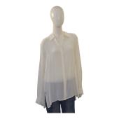 The Row CARLTON Porcelain White Sheer Viscose Oversized Blouse – Size L