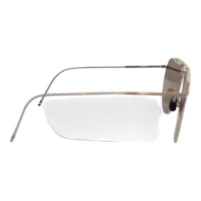 THOM BROWNE TB015 LTD-SLV 62 pilot-frame aviator Silver Metal sunglasses dark grey mirror