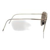 THOM BROWNE TB015 LTD-SLV 62 pilot-frame aviator Silver Metal sunglasses dark grey mirror