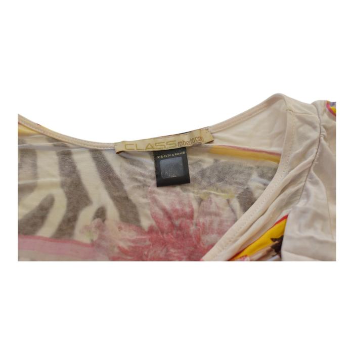 Class Roberto Cavalli Floral Cap Sleeve Print Top – Size IT 44 (US 10 / FR 38)