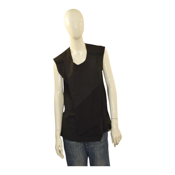 Ilaira Nistri sleeveless asymmetric layered black silk top size 44 IT