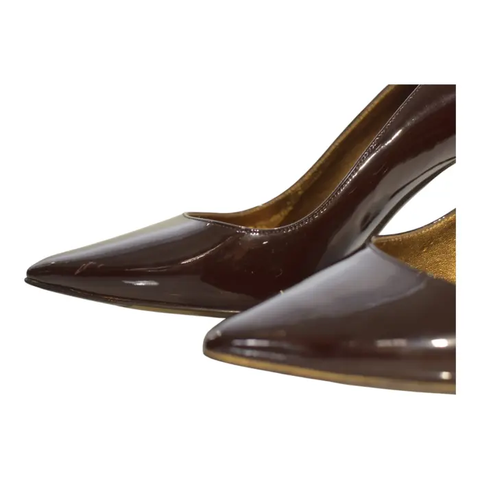 Dolce Gabbana Brown Patent Leather Pointed Toe Pumps High Heels - Main Image