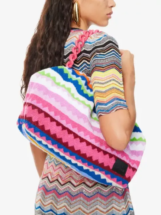 バッグ MISSONI 新品 MISSONI Chevron-pattern Zig Zag in multicoloured cotton