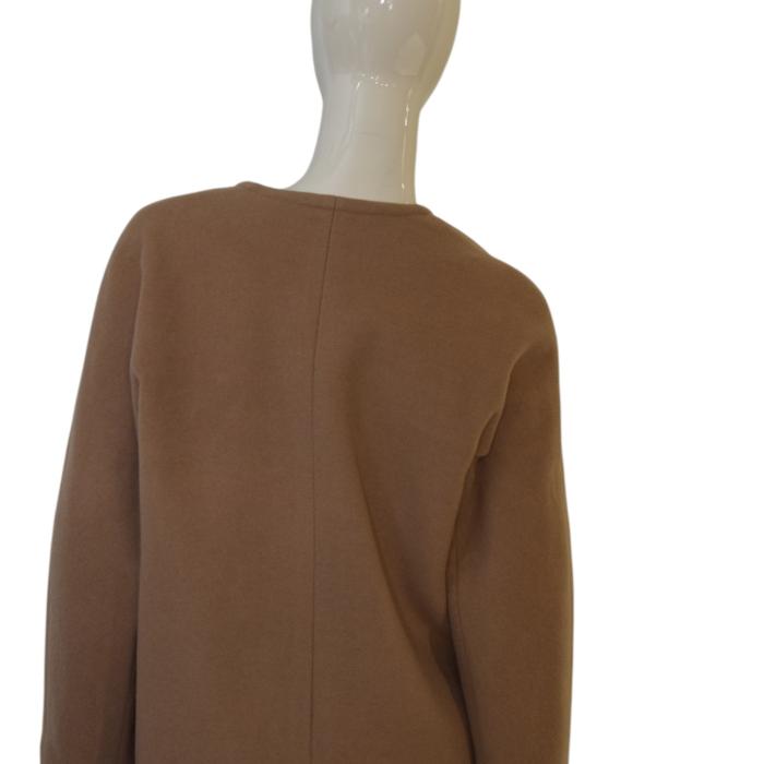 DSQUARED Camel Brown Wool Blend Colarless 3 button Jacket Short Coat size IT 44 