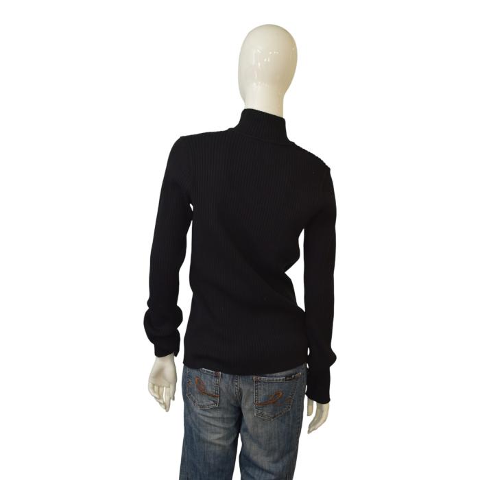 Pièces Uniques by Edmond Luu Black Ribbed High-Neck Sweater – Size L