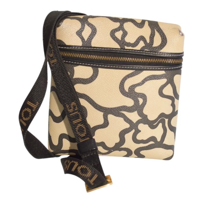 TOUS Kaos Black & Cream Bear Signature Small Messenger Crossbody Style Bag Handbag