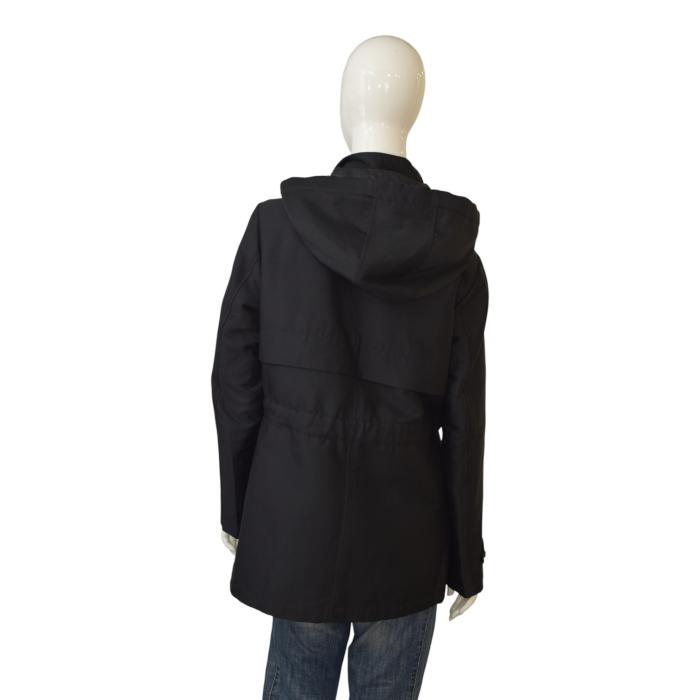 Ralph Lauren Black Hooded Parka Jacket Gold Hardware Size M Lauren series Belted