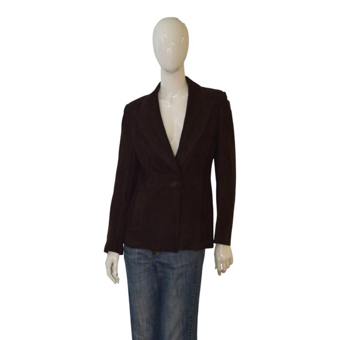 CELINE Paris vintage brown single-breasted One-button front suede Blazer size 40