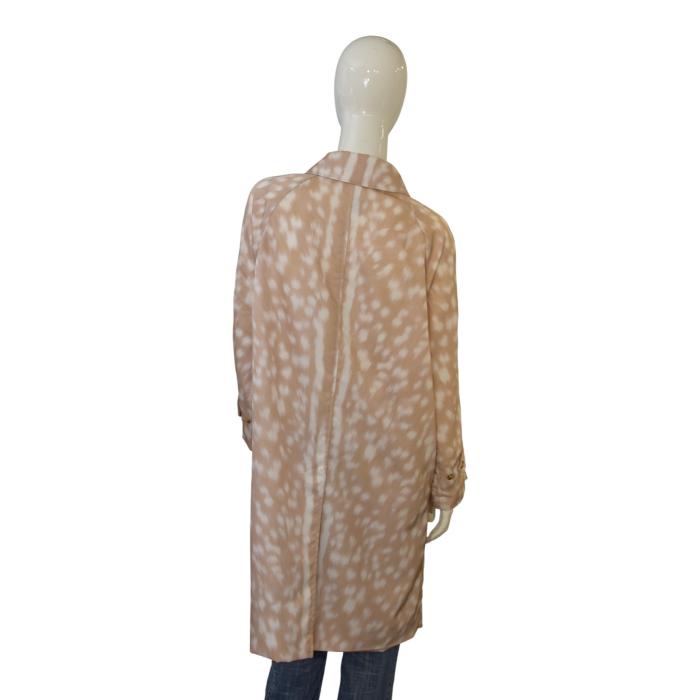 Burberry London Womens Lightweight Coat US 8 IT 42 Beige Deer Print Button Front
