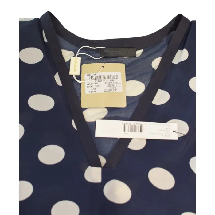 dvf blue silk dress Mac Duggal - Blue Square Neck Crepe Polka Dot Fit and Flare Midi Dress main image 0
