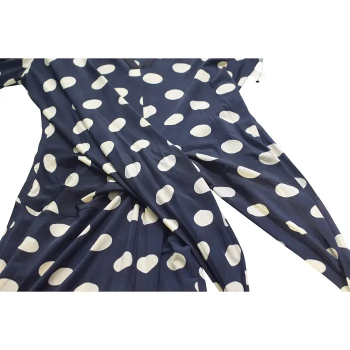 Donna Karan Polka Dot Wrap Dress Navy White Belted Midi Dress Size L NWT - Swap Shop Donna Karan Polka Dot Wrap Dress Navy White Belted Midi Dress Size L NWT - Swap Shop