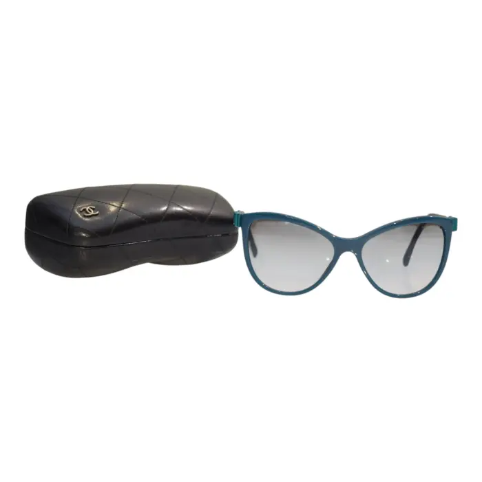 Chanel 5281-Q Cat Eye Sunglasses Blue Frame Grey Gradient Lenses
